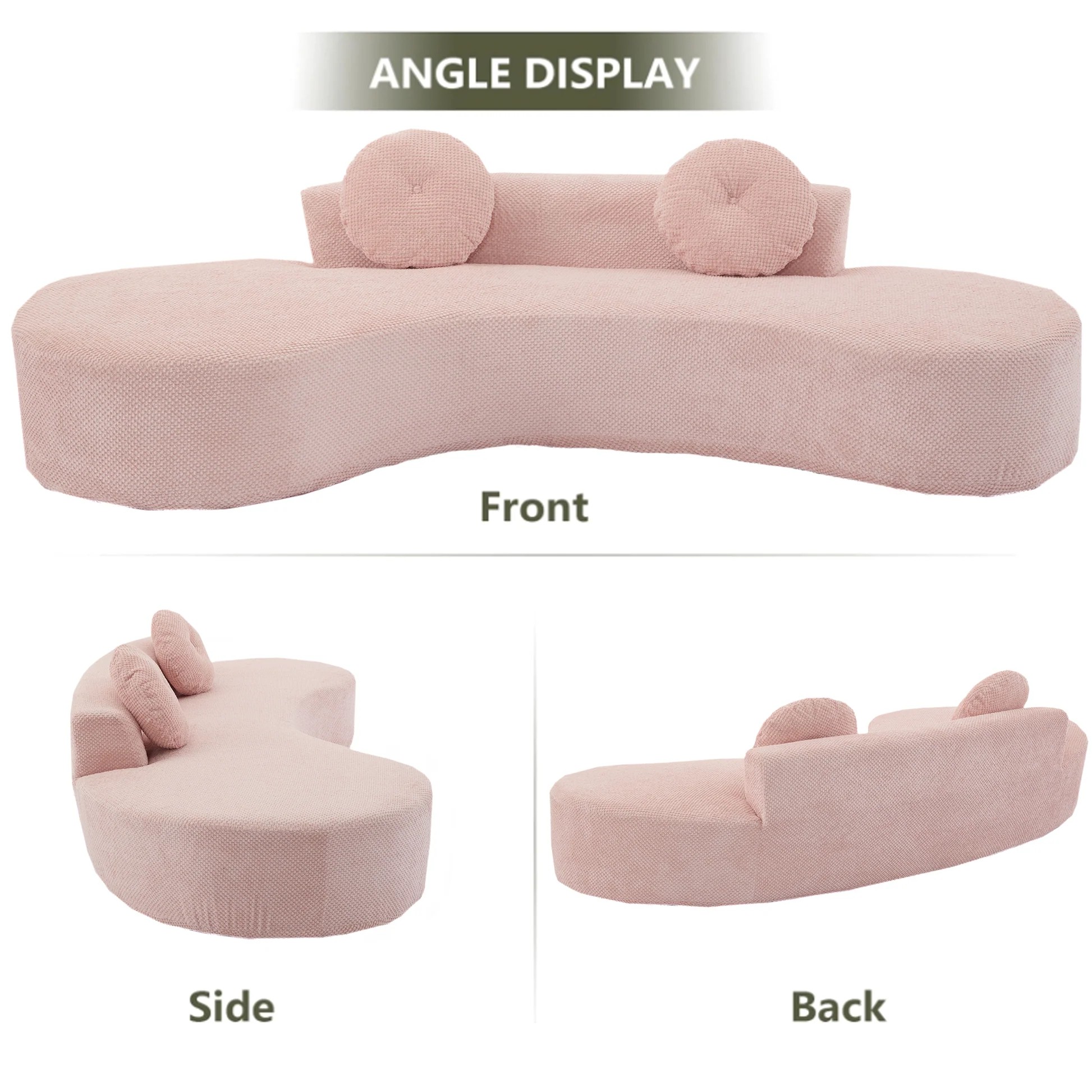 [NEW ARRIVED] [VIDEO PROVIDED]105.5''Curved Sofa, Modern Minimalist Sofa, Cloud Couch Sofa 3-4 Seater Couch with 2 Pillows,Bedroom, No Assembly Required, Point-shaped corduroy,(Anti-Wrinkle) ,Pink W2163902026250627121