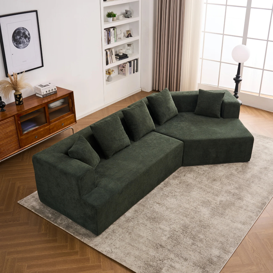 Memory Foam Couch, No Installation & Easy to Transport, Deep Seat Modern Sofa with Chenille Fabric, Couch for Living Room, Bedroom, Apartment, Home Office W2363S0007363876461364355122
