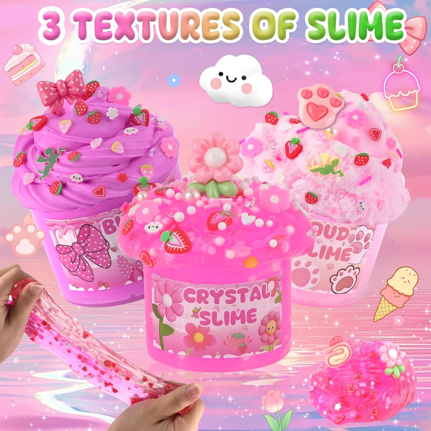6 Pack Slimes Pink Slime Kids, Cloud Slime kit for Girls Ages 8-1263700600126979124