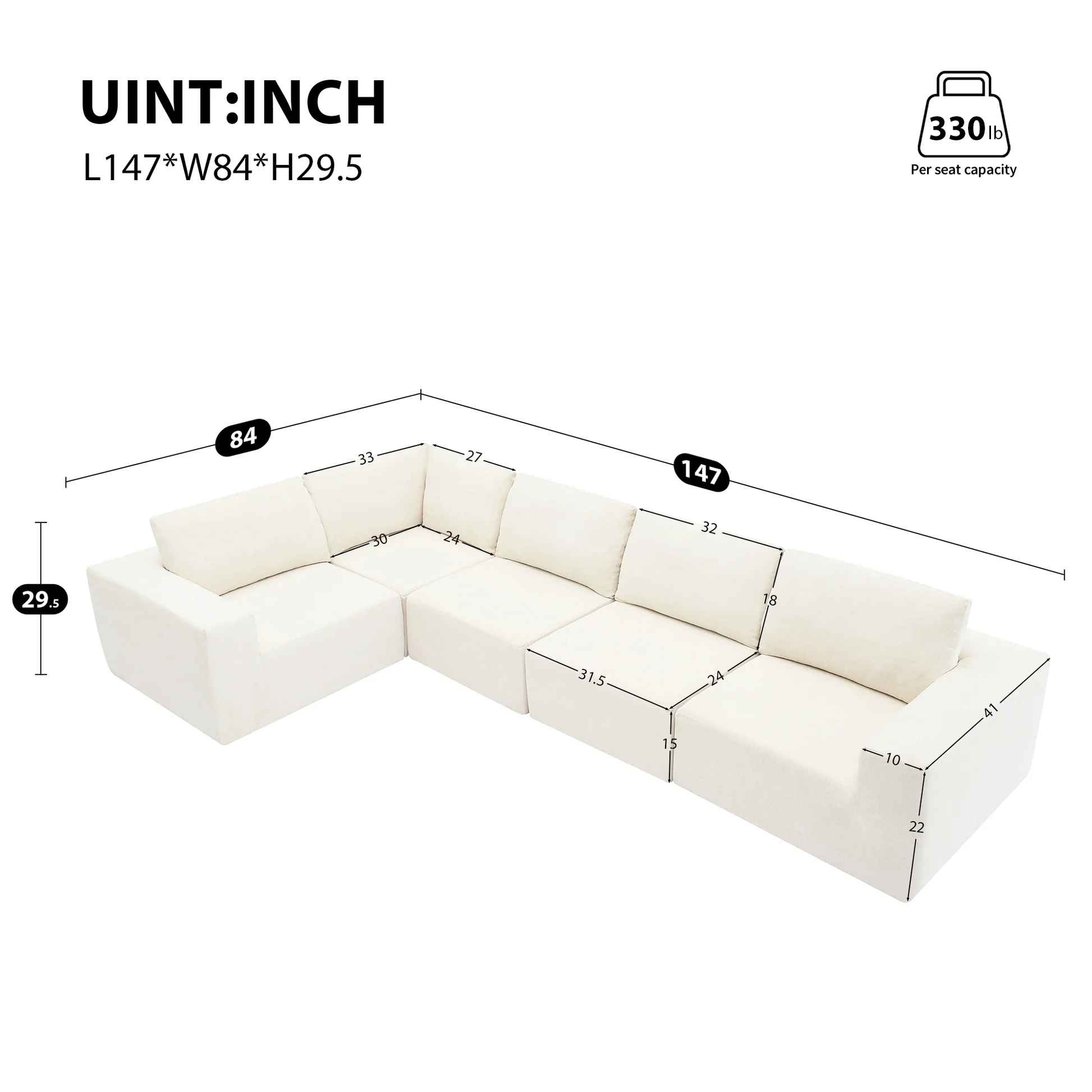 [VIDEO]Sofá Seccional Modular de 147', con Asiento Ancho, sin Montaje Requerido, Combinación Libre, Juego de Sofá en Forma de L, Muebles Tapizados para Interiores, Sofá Minimalista Sin Estructura para Sala de Estar, Dormitorio, 3 Colores N63888732346371122