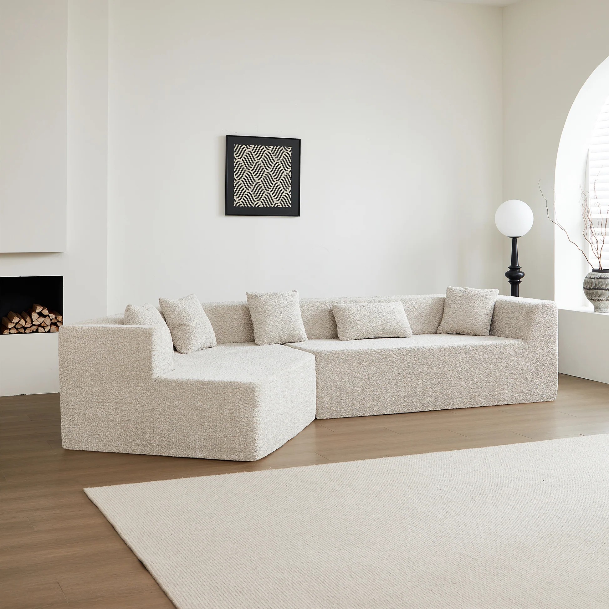 127.5'' Modern Minimalist Sofa With Deep Seat,No Assembly Needed W848S0004263889062256641120