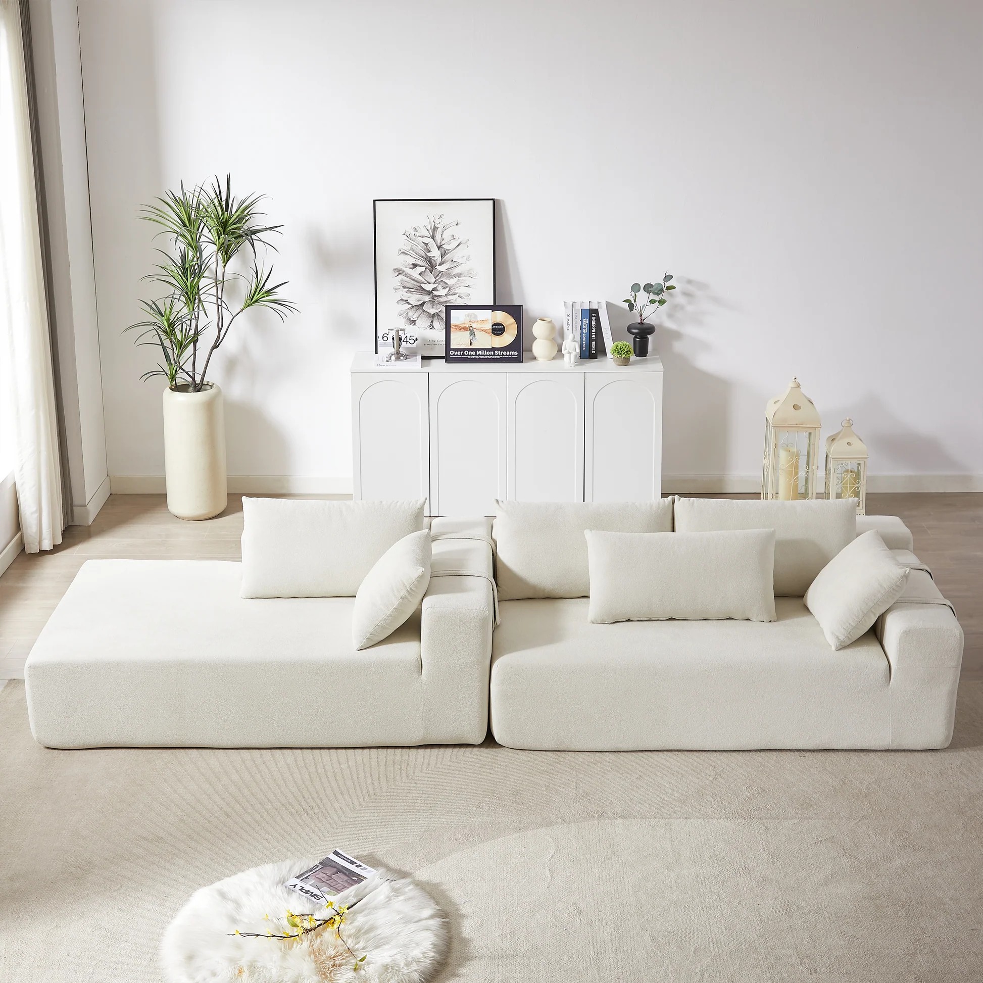 Conjunto de sofá seccional tapizado moderno de chenilla, conjunto modular de 108' en forma de L, juego de sofás para sala con 6 almohadas, sofá combinable libremente para sala, dormitorio (chaise izquierdo) W834S0039863888921028483121