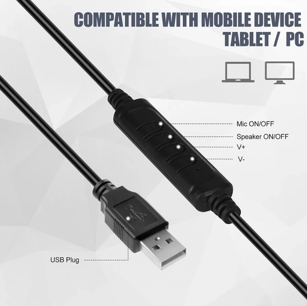Auriculares con micrófono USB con cancelación de ruido para PC, ordenador, llamadas y chats64851988886913126