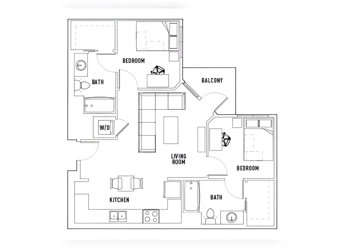Currie Hall, Los Ángeles Habitación en Fase 1: 2 dormitorios - 2 baños B64253191340289122