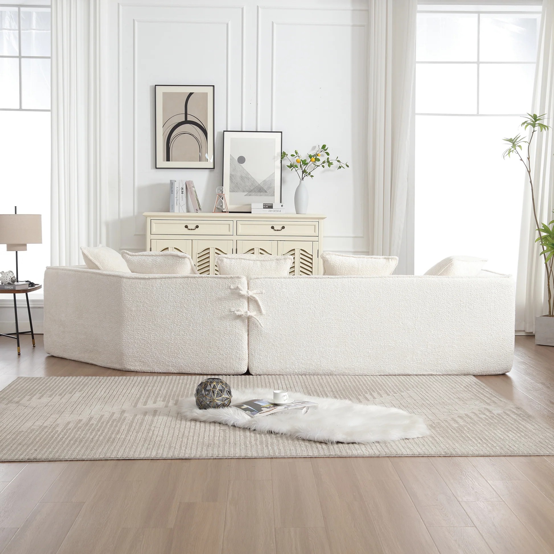 Sofá con chasis COOLMORE de 3 plazas para sala de estar, sofá cómodo de gran tamaño con construcción única de doble asiento y esquina para apartamento, oficina, orientación hacia la derecha (beige) W395S0011063887440700931121