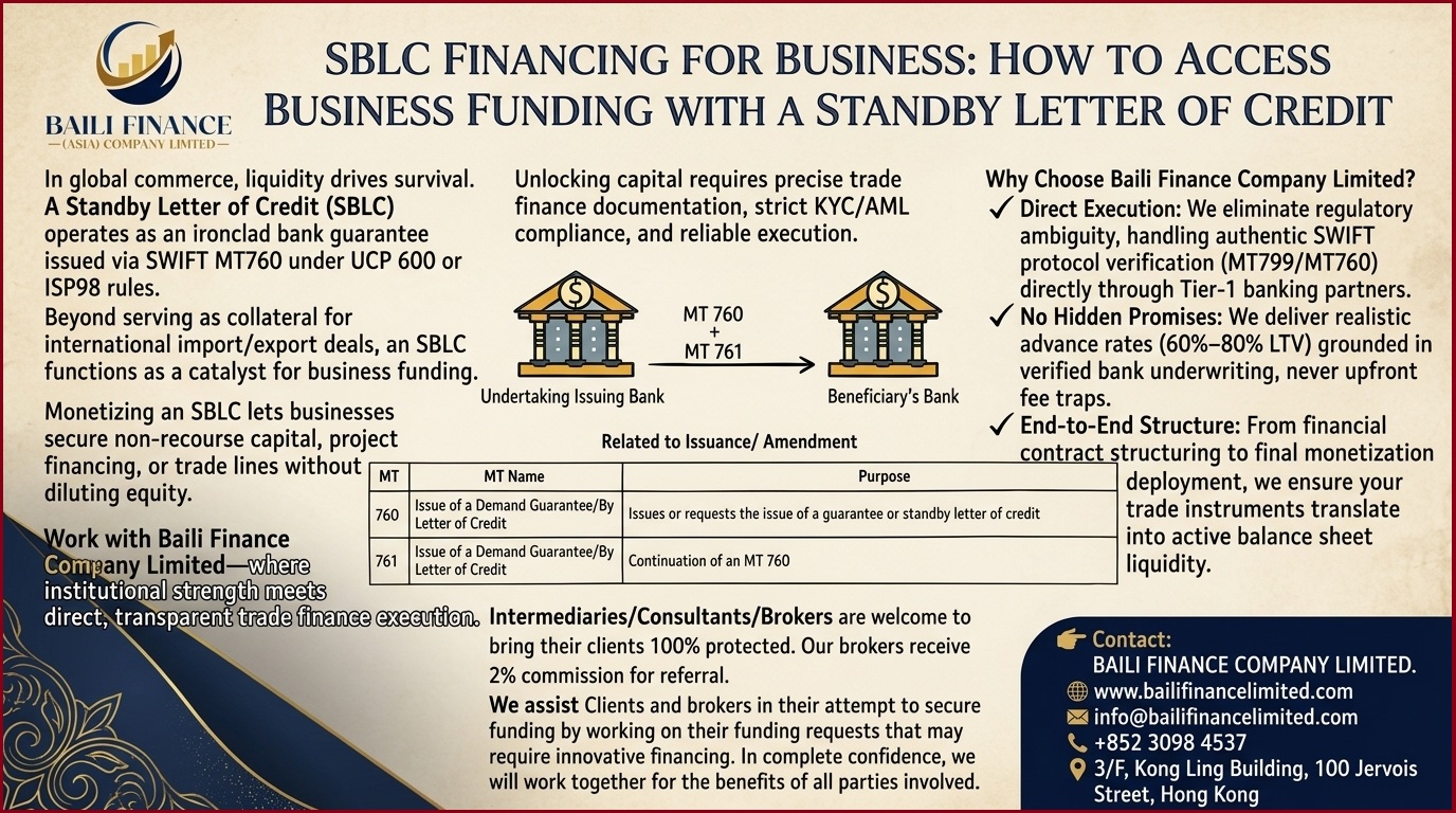 Provide SBLC Financing Service for Business Funding Needs