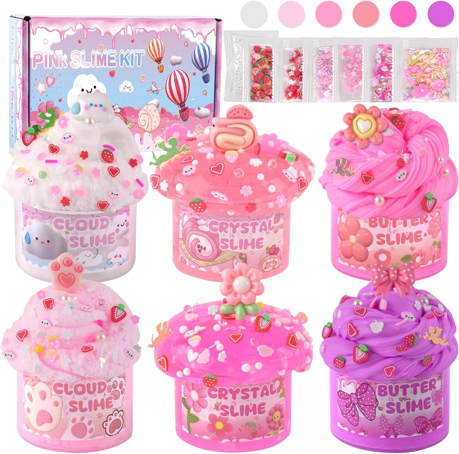 6 unidades de Slimes, Slime rosa para niños, kit de slime de nube para niñas de 8-12 años63700600126979120