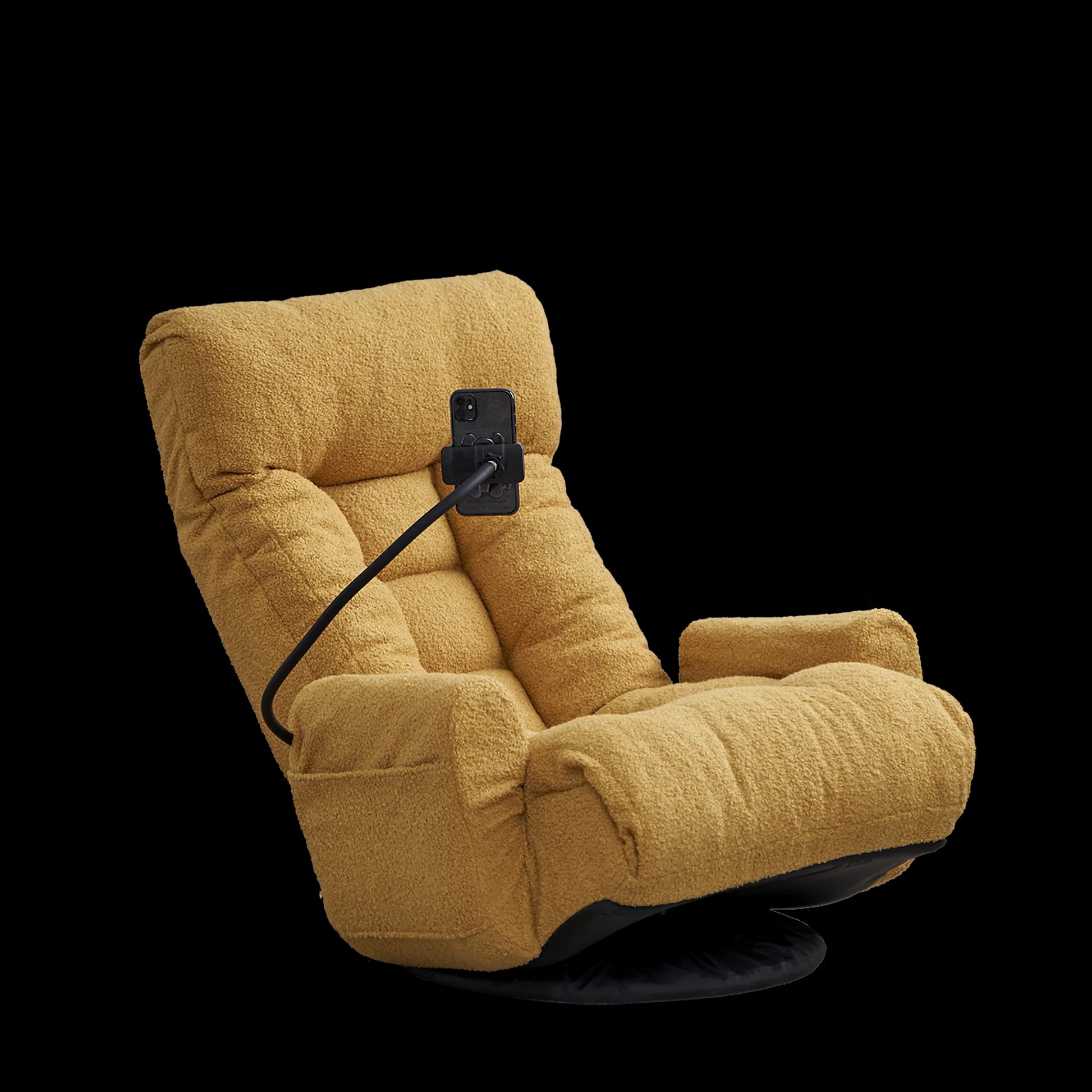 Silla reclinable giratoria amarilla ajustable con asiento giratorio de 360 grados y soporte para cabeza, silla de descanso silla de terraza - Silla de juego para sala de estar W244P17263863909982781059122