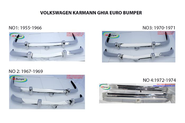 Stainless Steel VW Karmann Ghia Euro Bumper for 1955-1974 Models