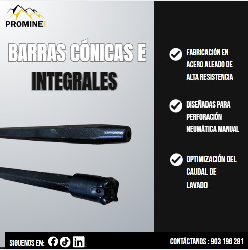 Proveemos Barras Cónicas Integrales para Perforación con Experiencia