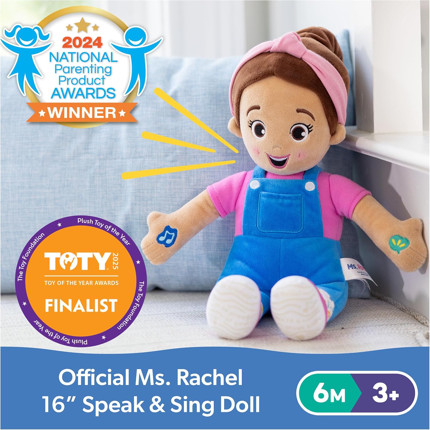 Ms. Rachel Speak & Sing Doll 16” Tall Interactive Toy with 4 Songs & 16+ Phrases, Toddler Toys for Girls & Boys Ages 6 Months to 3+ Years（Open Box）63678495253761121