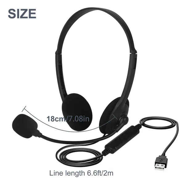 USB Headset Headphone With Microphone Noise Cancelling For PC Computer Call Chat64851988886913121
