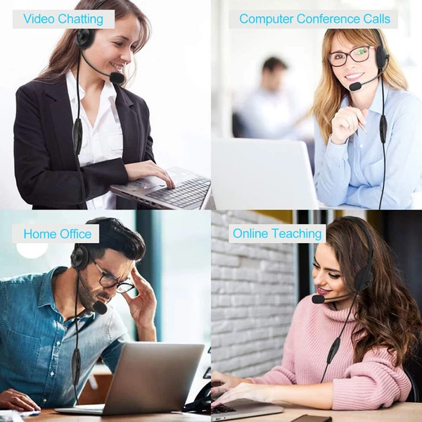 USB Headset Headphone With Microphone Noise Cancelling For PC Computer Call Chat64851988886913128