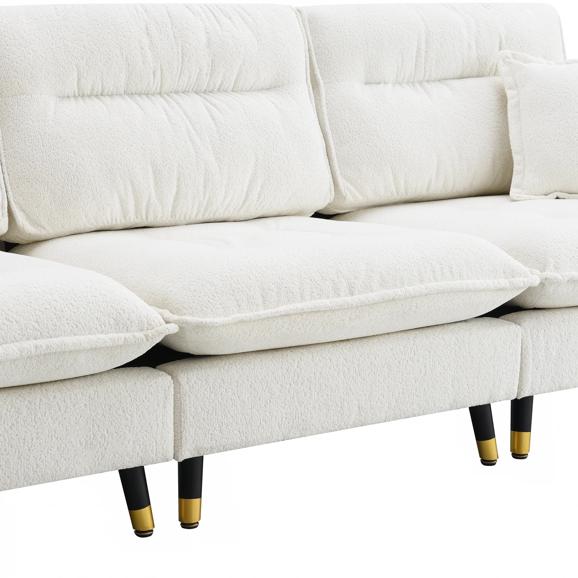 Sofá Seccional Convertible en Forma de L 106*66.5", Juego de Sofá Acolchado de 4 Plazas con Patas Ajustables de Dos Tonos, Tela Cloud Chenille, Otomán Móvil para Sala de Estar, Apartamento, Oficina, 3 Colores N723S6035A63887455569665121