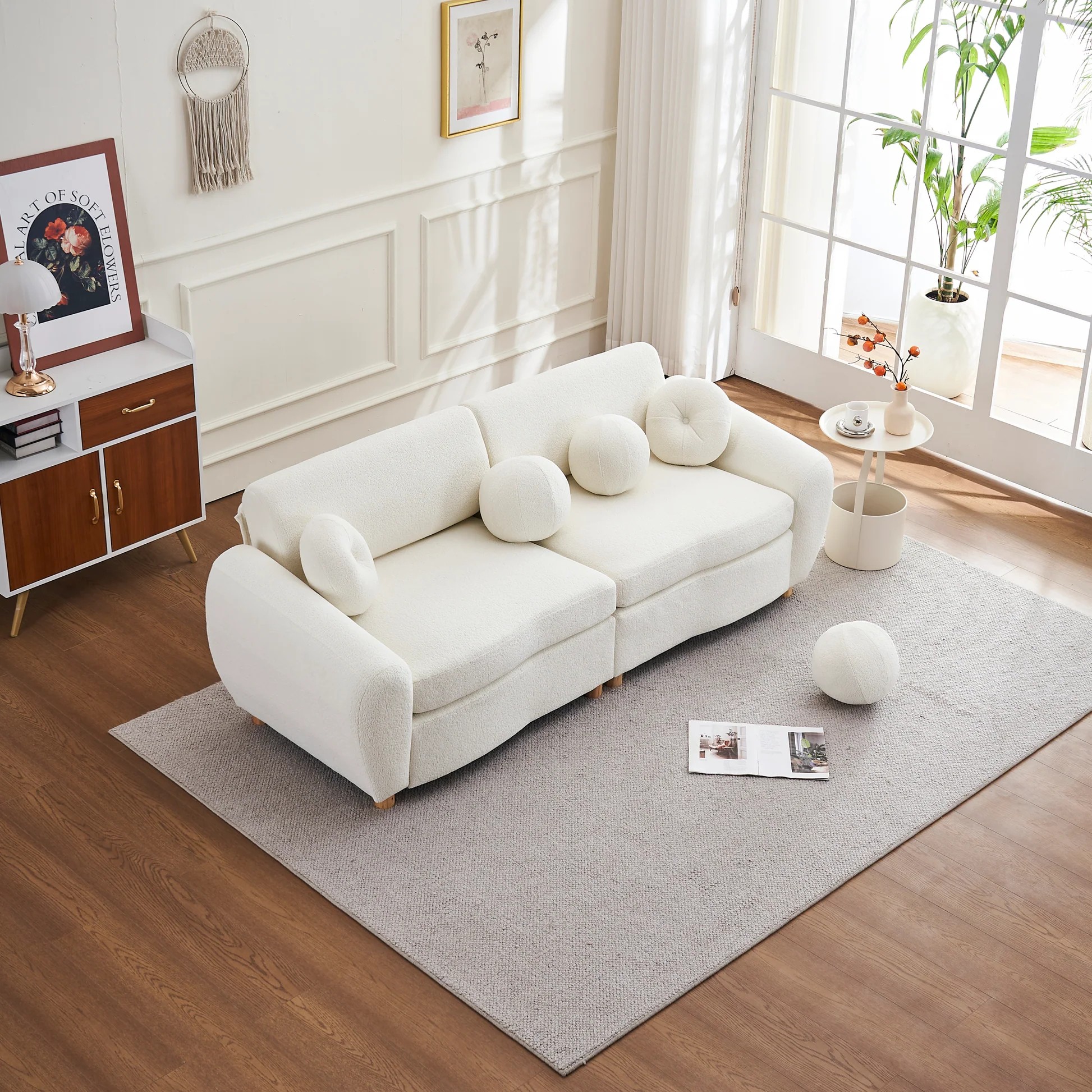 Sofá moderno para sala de estar, sofá chenilla verde de 84', sofá seccional de asiento doble, sofá tapizado para apartamento, dormitorio, casa u oficina W2363S0002363909093892866120