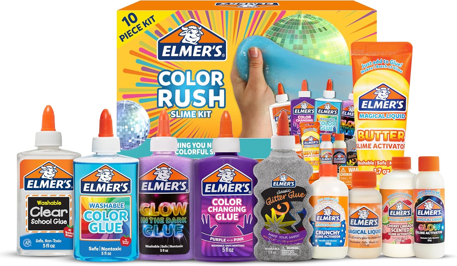 Kit de Slime Elmer's Color Rush incluye pegamento líquido, juego de 10 piezas63700861179011120