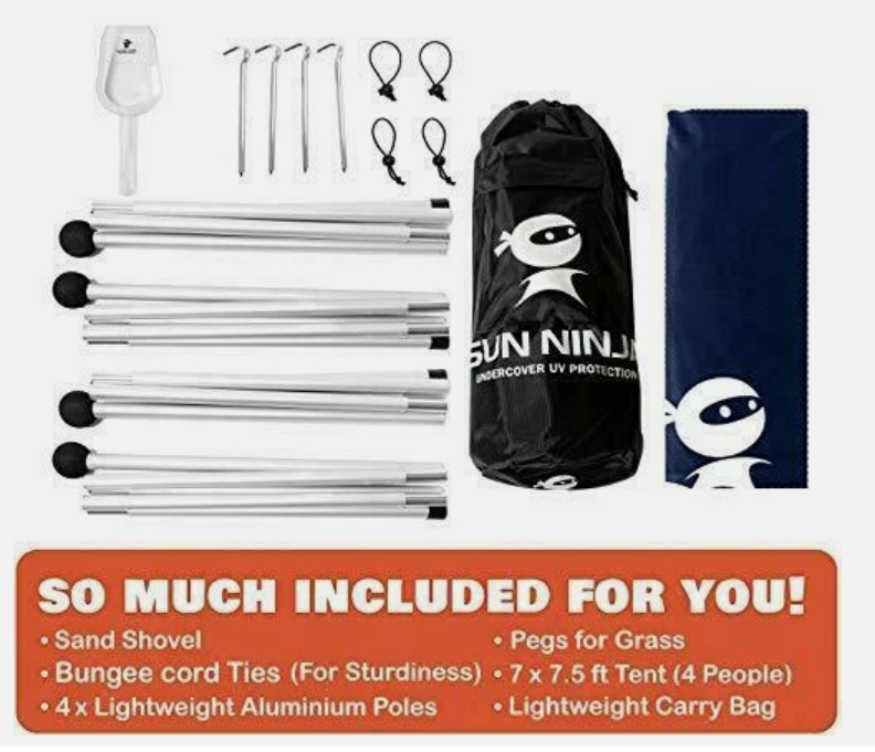 (Original $118) SUN NINJA Tienda de playa Protección solar UPF50+, Nuevo otro63203540796801121