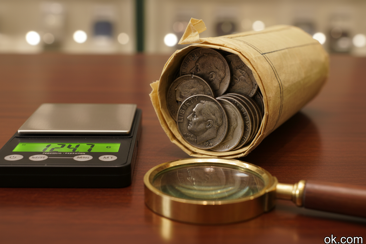 Image 2: resting on a dark wooden table. The coins should e...