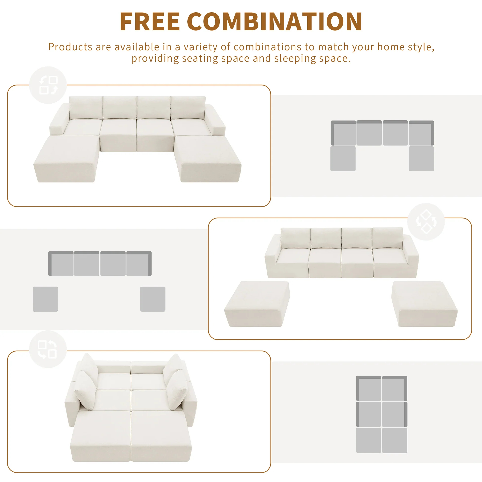 [VIDEO] 110*72' Modular U Shaped Sectional Sofa with Ottomans,Luxury Cloud Chenille Floor Couch with Deep Seat,No Assembly Required,Fully Compressed Upholstered Sofa for Living Room,Bedroom,3 Colors N63877003094531122