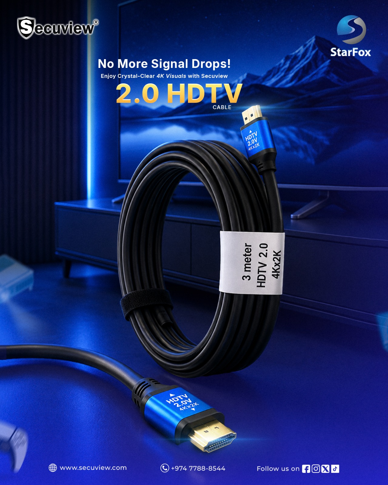 Secuview 2.0 HDTV Cable 3M - Brand New For Sale