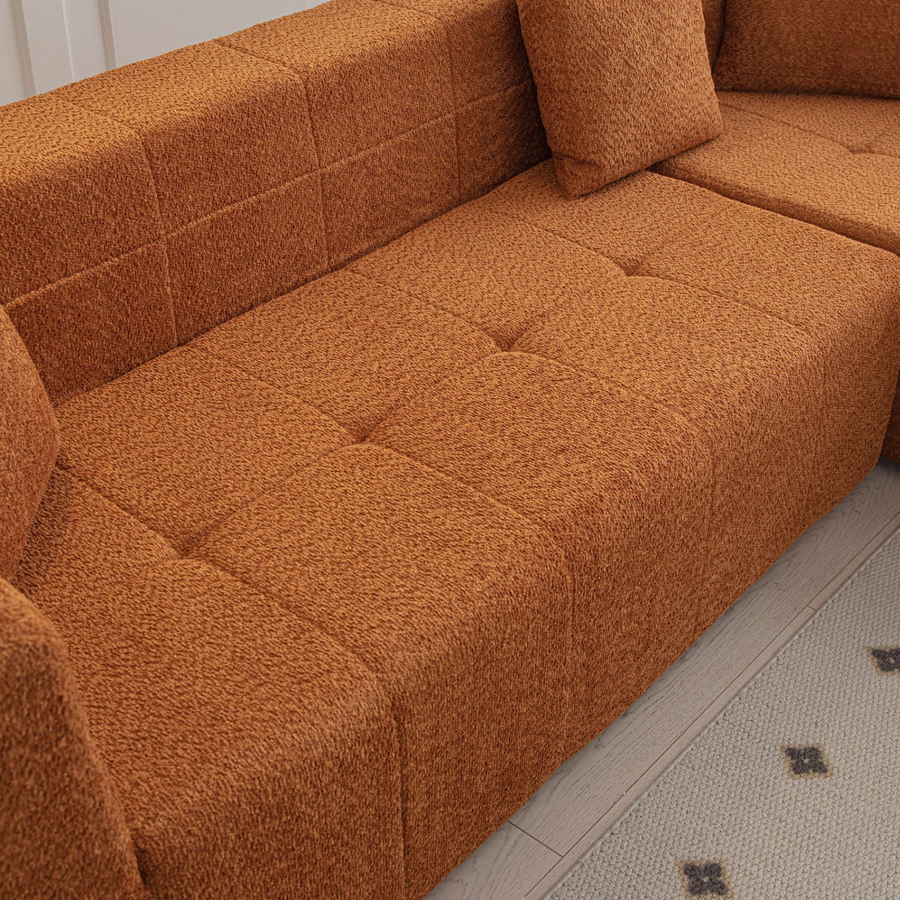 105.5' Modular L-Shaped Sectional Floor Couch, Deep Seat Tufted Comfy Sofa set with Chaise for Living Room W848S0004163888708413441122