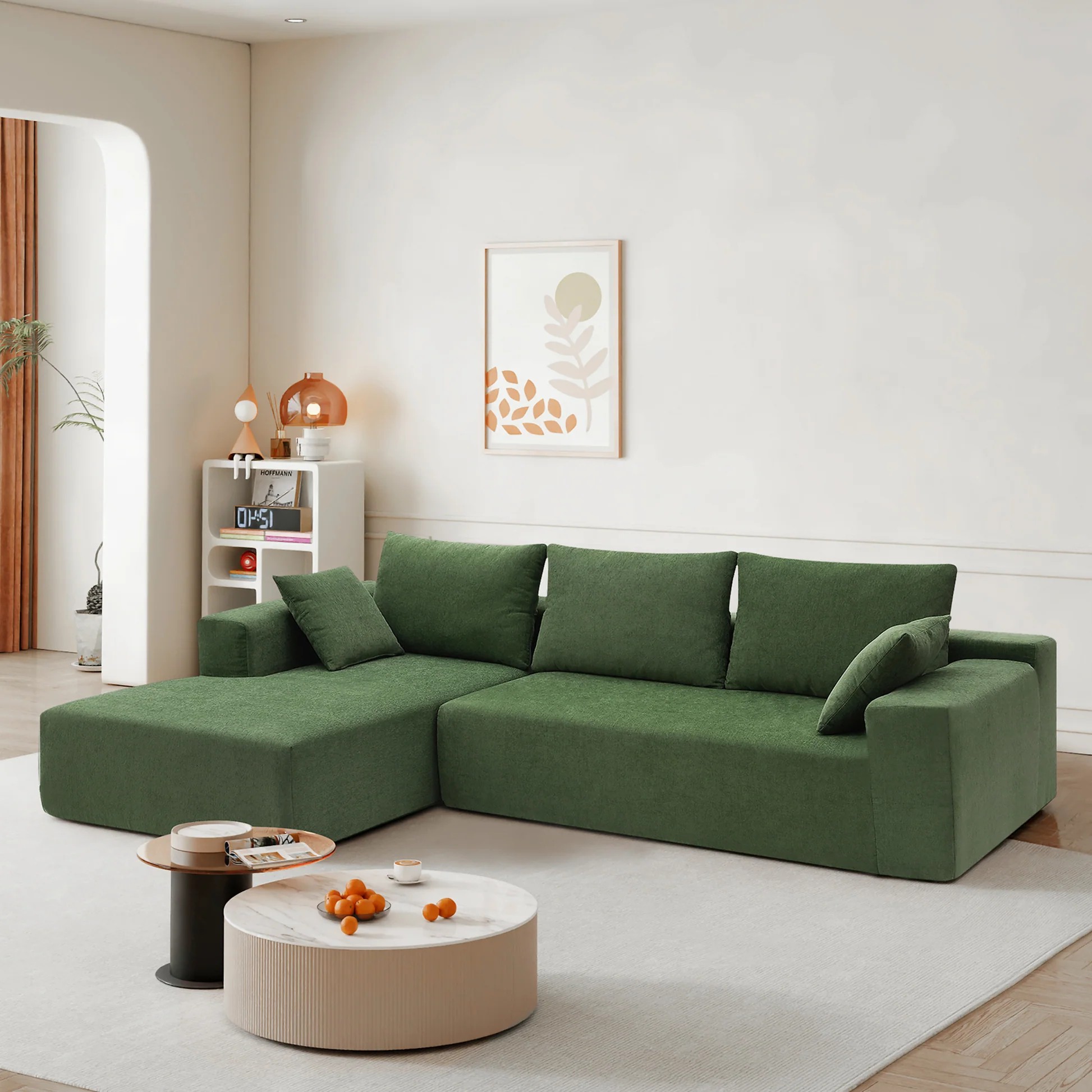 Conjunto de sofá modular de sala de estar 109*68', sofá moderno de estilo minimalista, sofá tapizado comprimido para sala de estar, dormitorio, salón, combinación libre de 2 piezas, forma en L, color crema GS000448AAF63886890879619120
