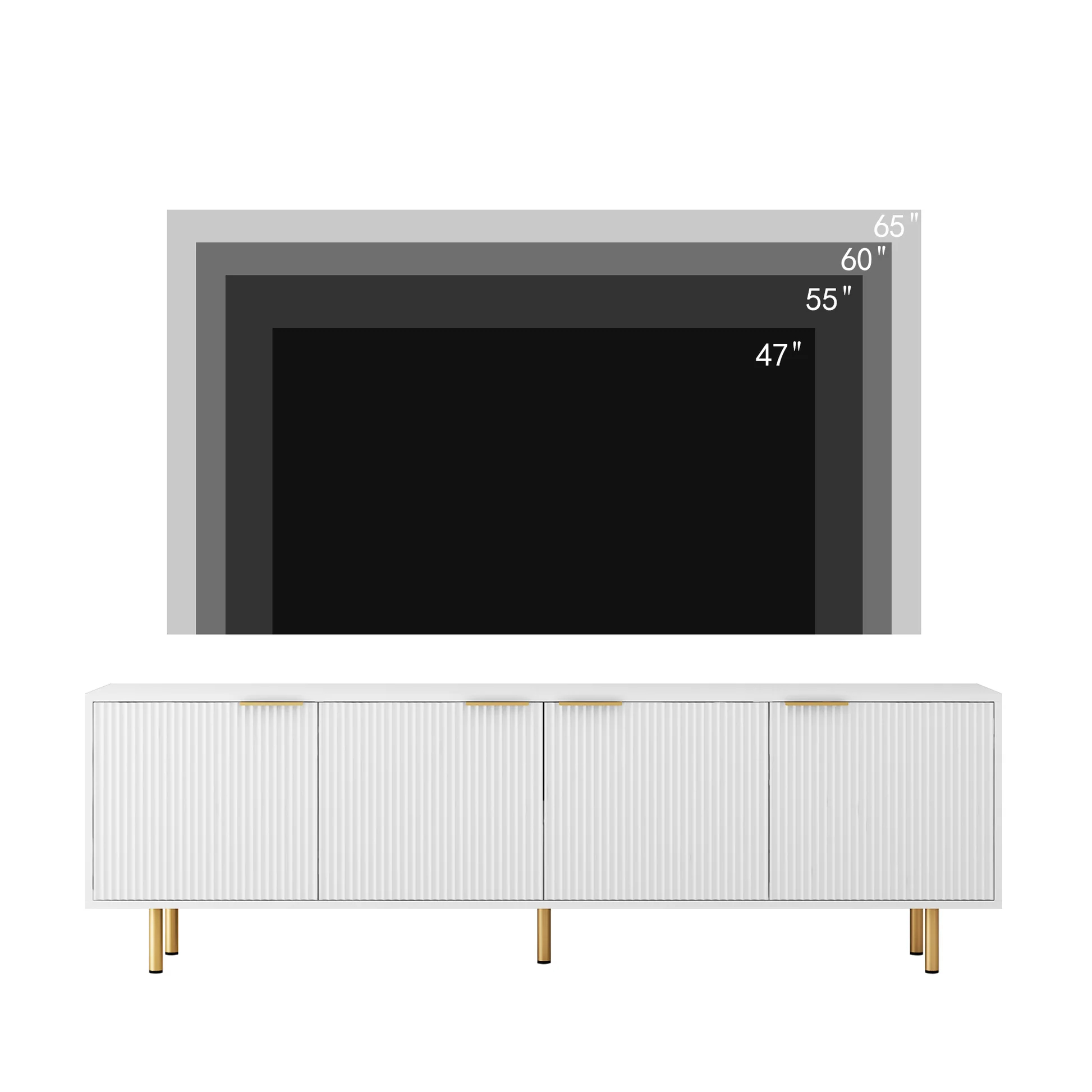 Soporte Blanco Moderno para TV Acanalado de 68', Centro de Entretenimiento con Puertas de Almacenamiento, Gabinete de Medios para Consola de TV, para TV de 55+ Pulgadas, Sala de Estar W1321P18596763956825491842122