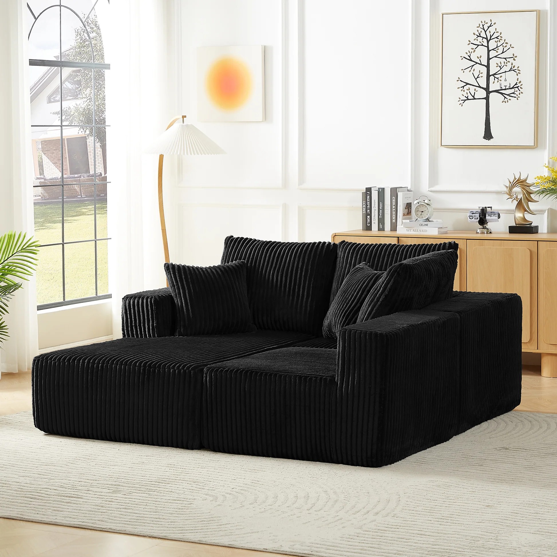 Modular Sectional Sofa, Modern Corduroy Cloud Couch with Deep Seat, Upholstered 4-Seater Sofa for Living Room, No Assembly Required W2339S0005163909108254723121