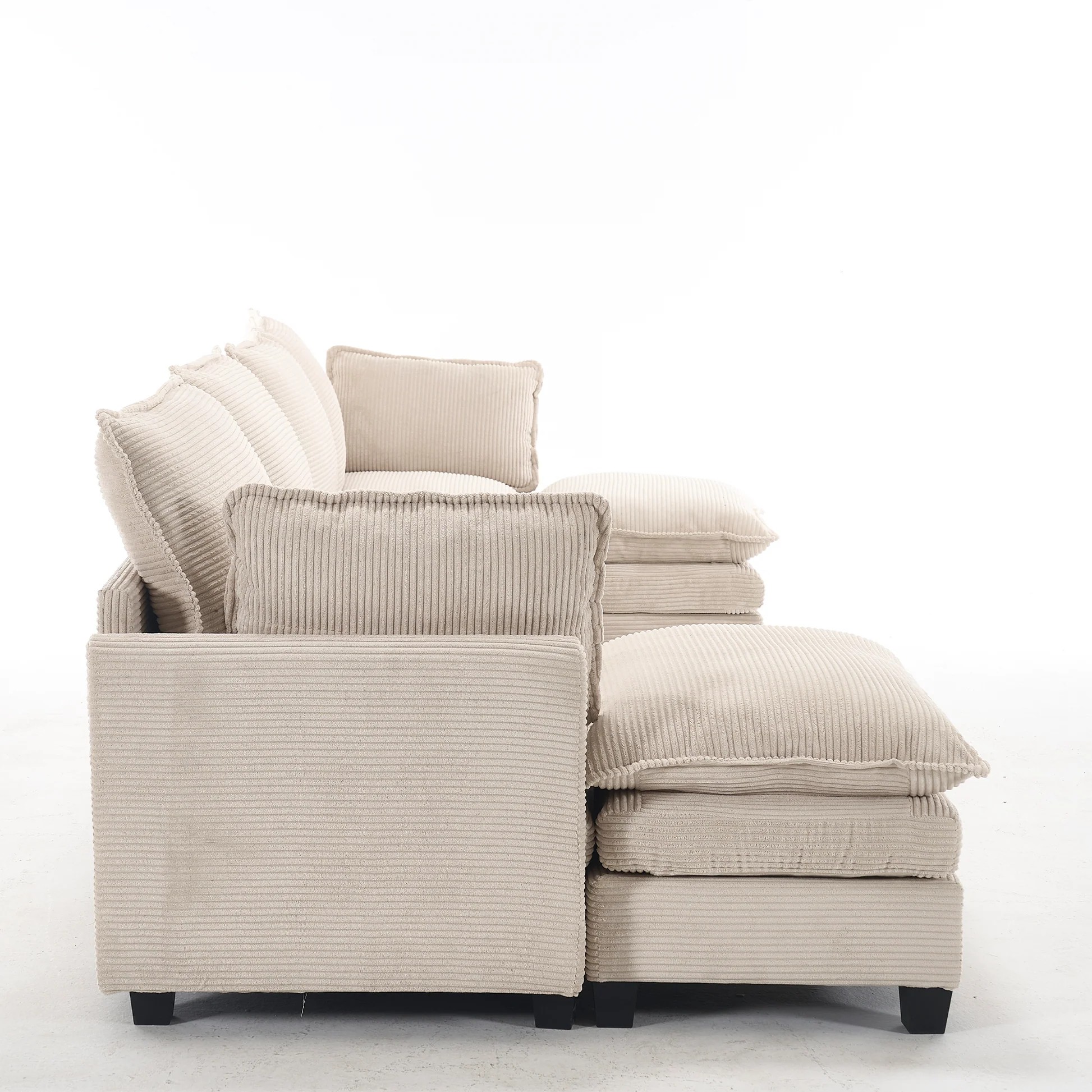 [VIDEO provided][New]Oversized Modular Sofa , Velvet Large U-Shaped Couch Comfy Upholstered 4-Seat Sofa with 2 Ottoman,2 Lumbar Pillow, Deep Seat Couch for Living Room W2705S0002263888910528641121