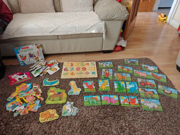 Wooden Animal Puzzle Set with Number Board for Sale